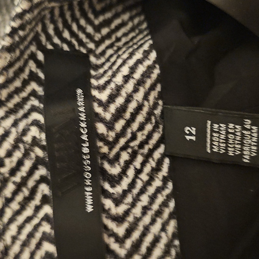 White House Black Market Luna Fluid Wide Leg Black White Pants 12 With Belt WP53 - Picture 12 of 12